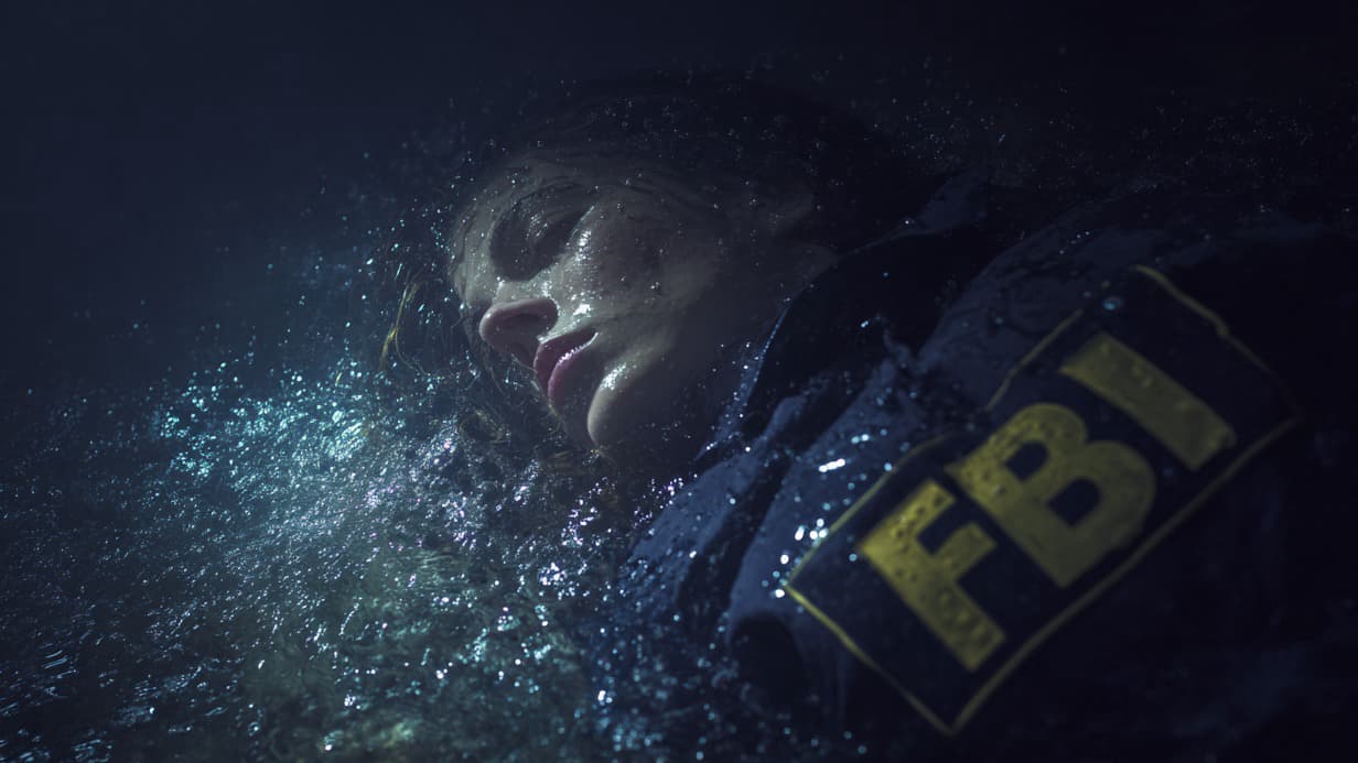 Dead female FBI agent laying in water